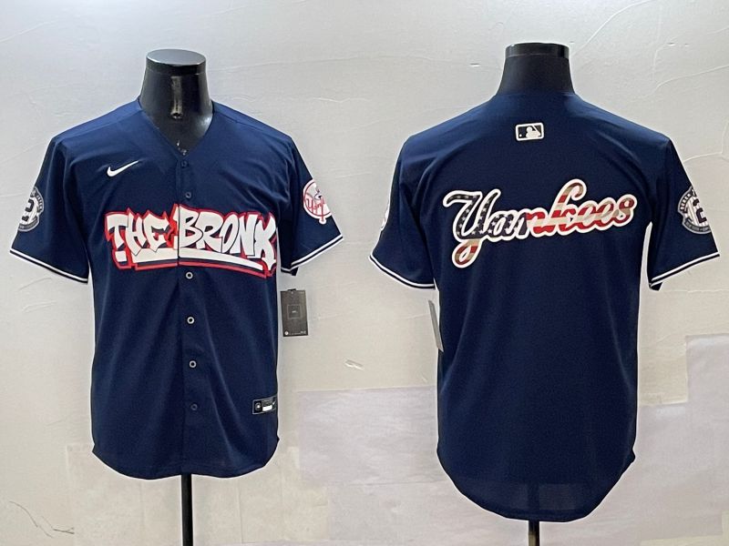 Men New York Yankees Blank Drak Blue four generations Joint Name 2025 Nike MLB Jersey style 6->new york yankees->MLB Jersey